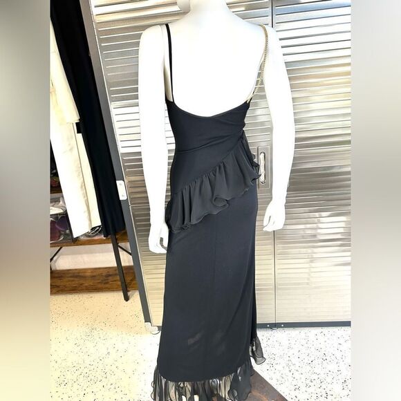 Jiki Monte Carlo France Sheer Ruffle Crystal Statement Formal Dress 4 - Picture 6 of 11